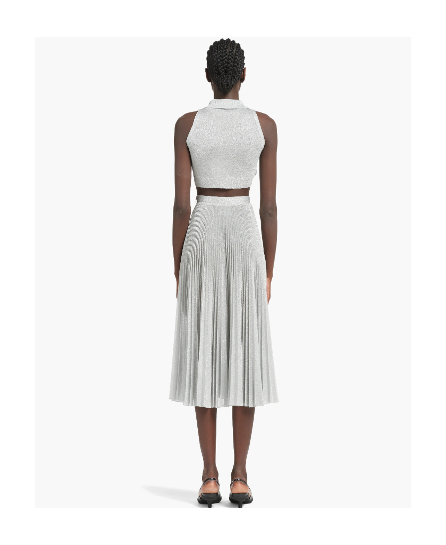 Prada Lurex Knit Crop Top In White