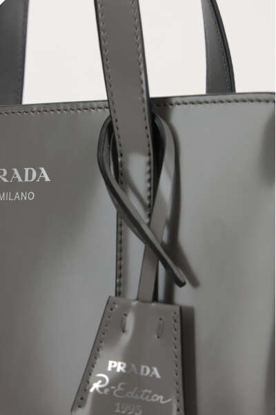 Prada Re-edition 1995 Leather Tote Bag In Gray