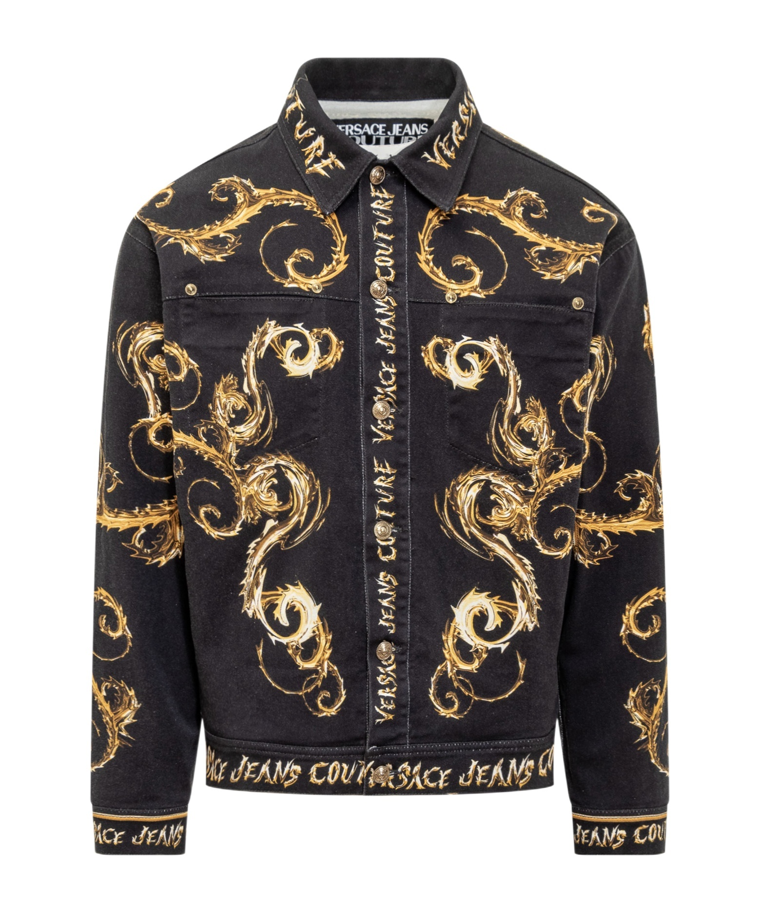 Versace Jeans Pattern Casual Jacket In Black