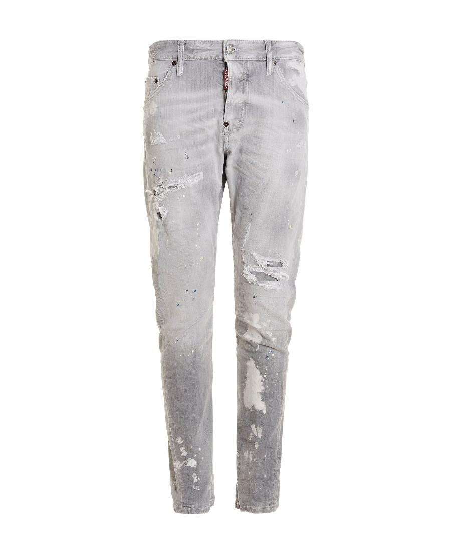 Dsquared2 Grey-wash Distressed Jeans In Gray