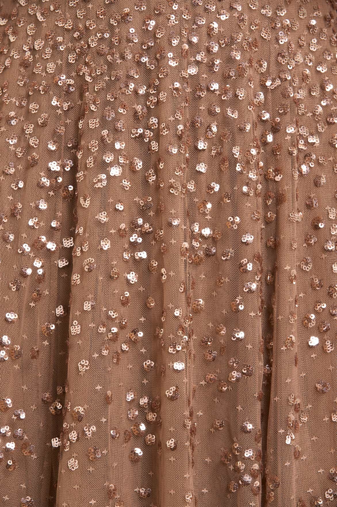 Needle & Thread Leila Dot V-neck Cape Ankle Gown In Brown