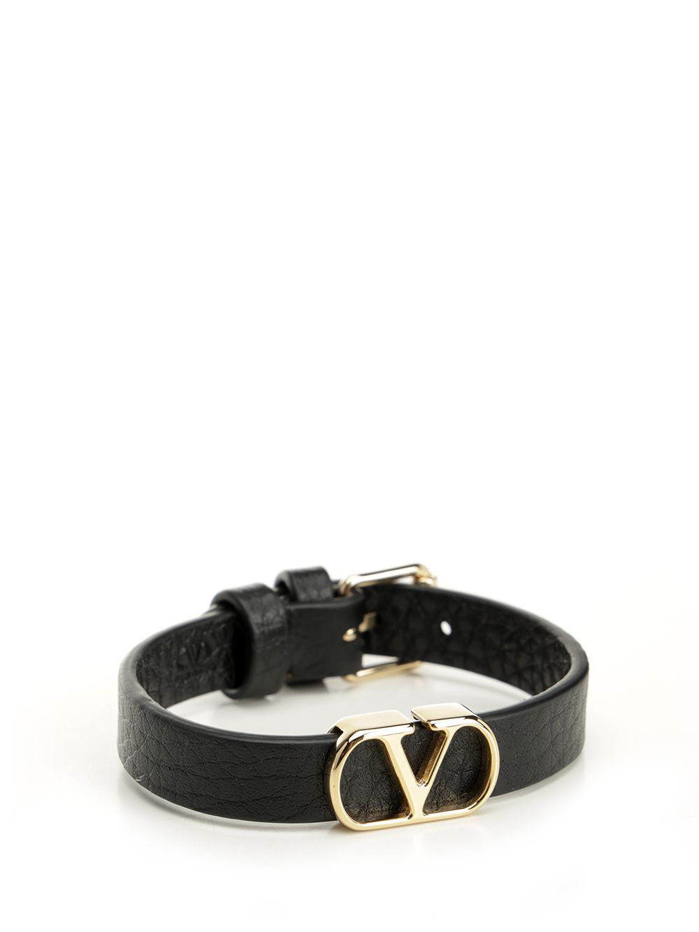 Valentino Vlogo Signature Leather Bracelet Jewelry Black In Black