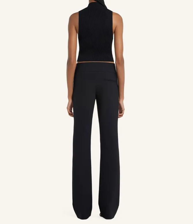 Courrèges Mockneck Light Rib Cropped Top In Black