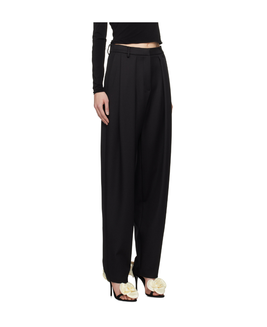 Shop Magda Butrym Wool Pleated Casual Trousers In Black