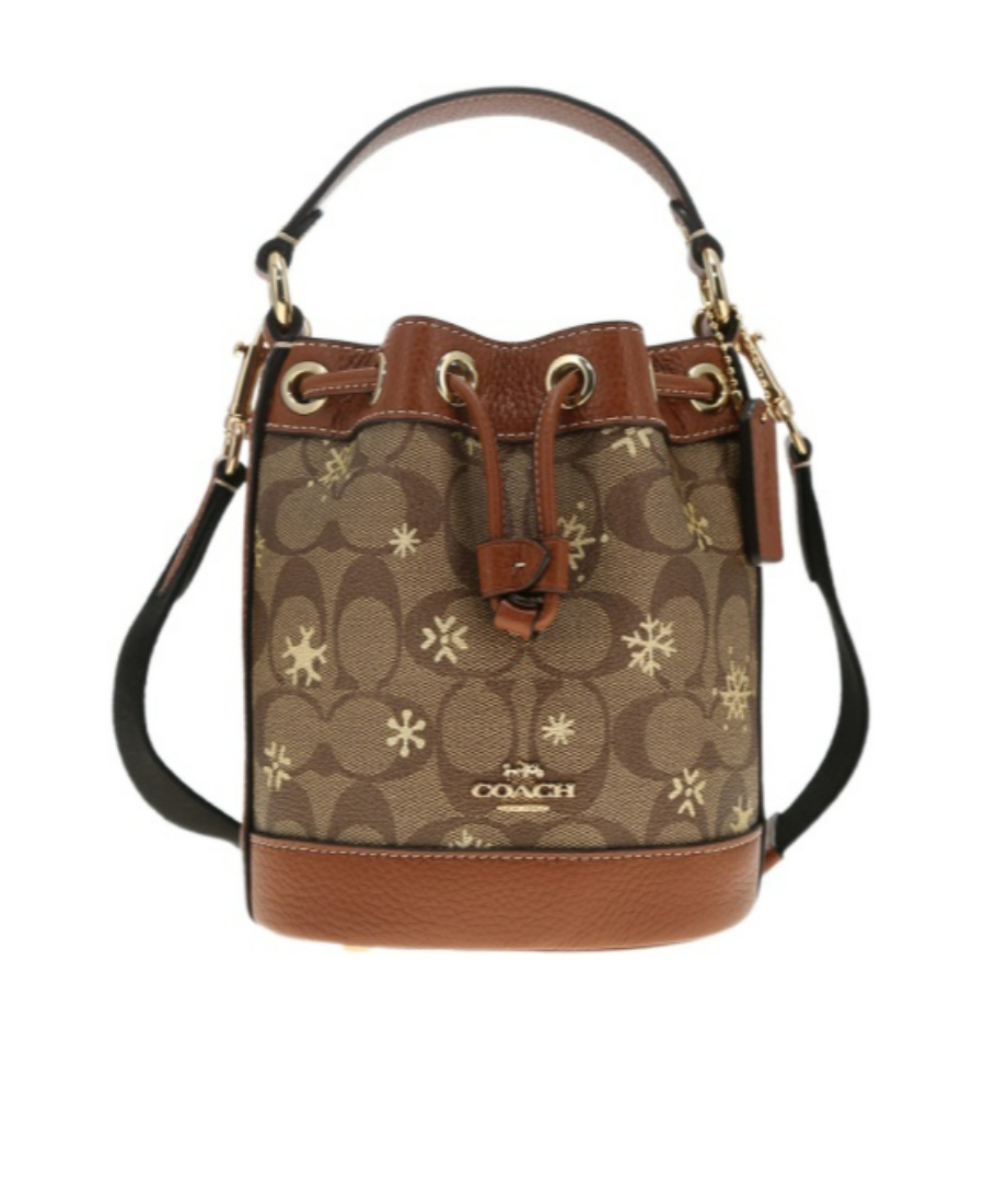 Coach Logo Bucket Shoulder Bag In Brown