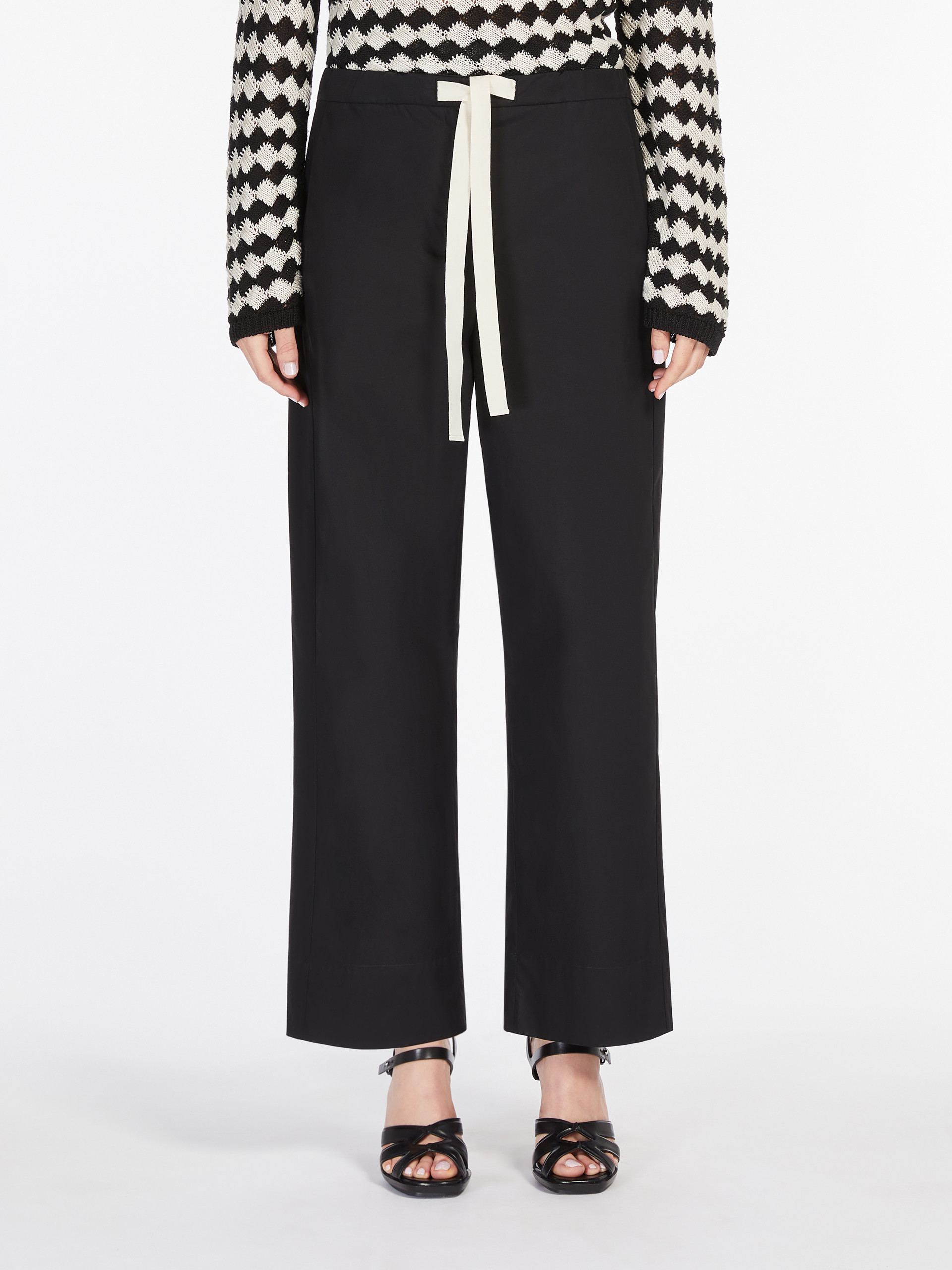 Max Mara Pantalon En Popeline Avec Cordon De Serrage In Black