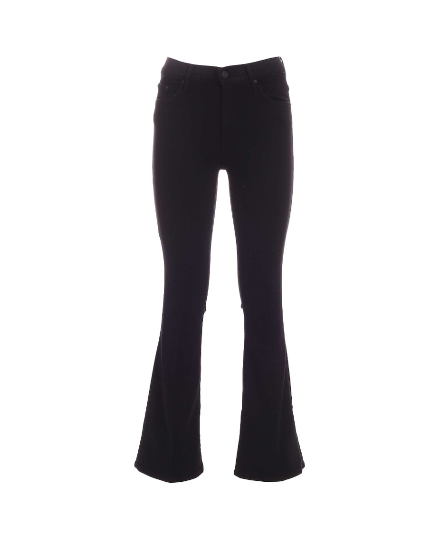 Mother The Weekender Mid-rise Flare Jeans In Black