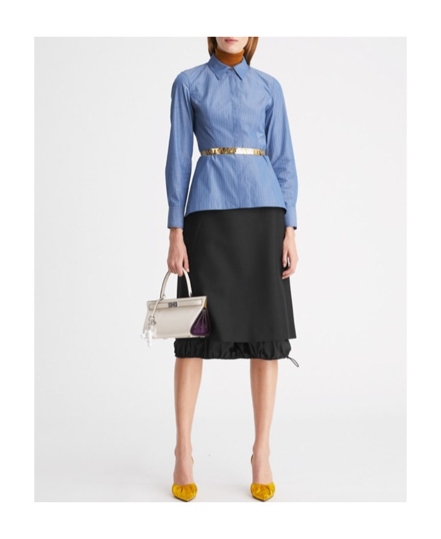 Tory Burch Layered Wool-mohair Skirt In Black