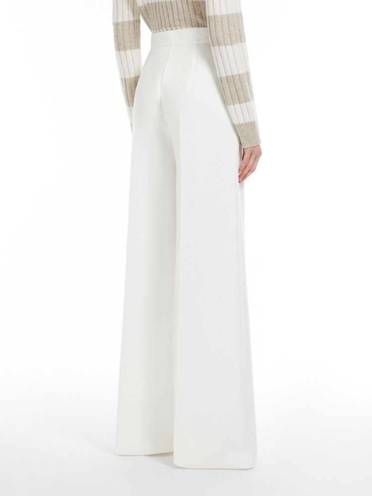 Shop Max Mara Compact Jersey Trousers In White