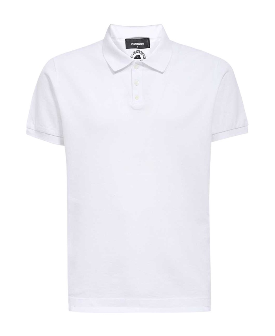Dsquared2 Short Sleeve Cotton Polo Shirt In White
