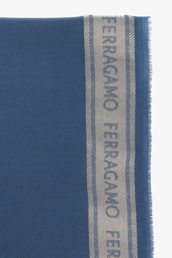 Ferragamo Logo Scarf In Blue