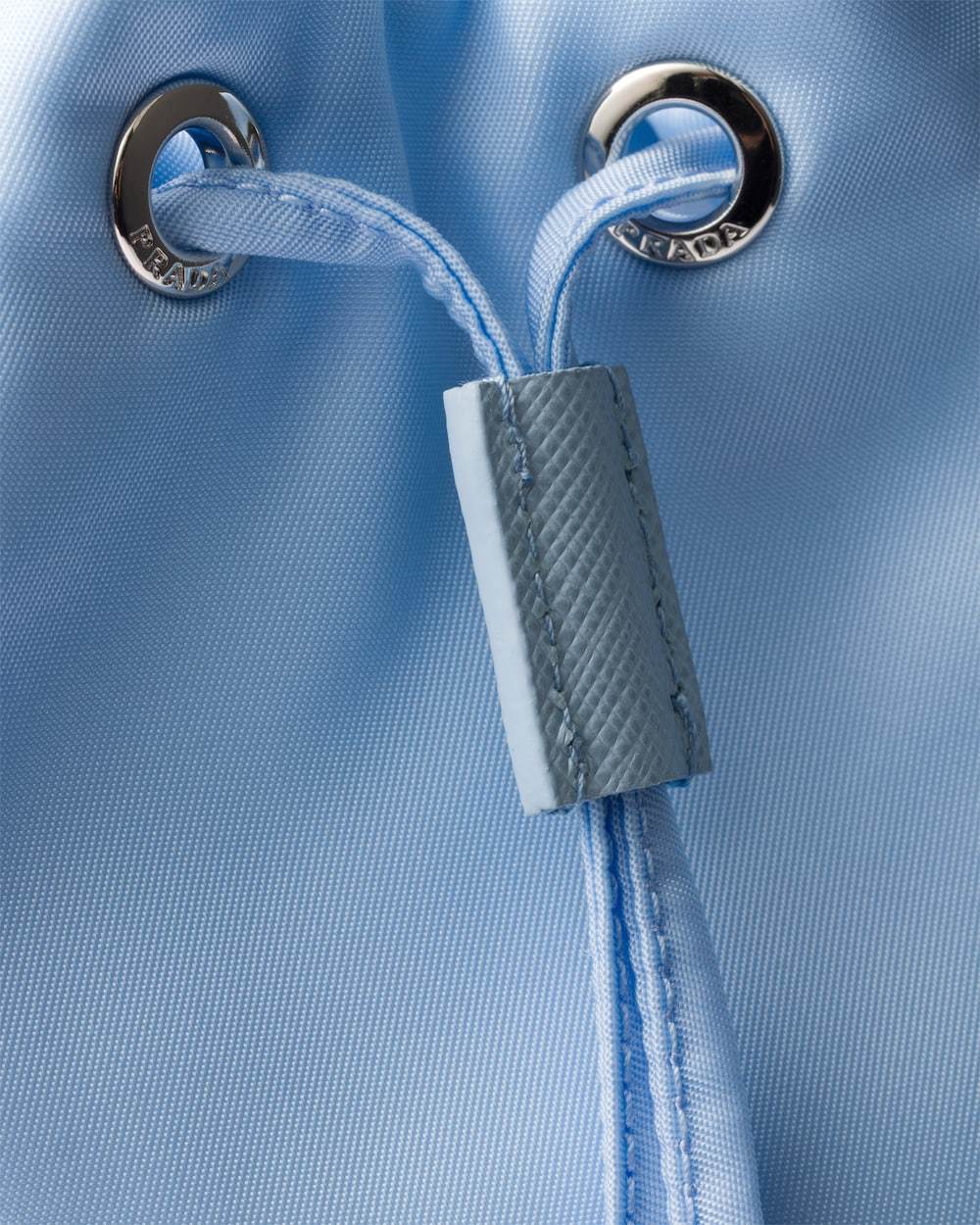 Prada Drawstring Bucket Bag In Light Blue