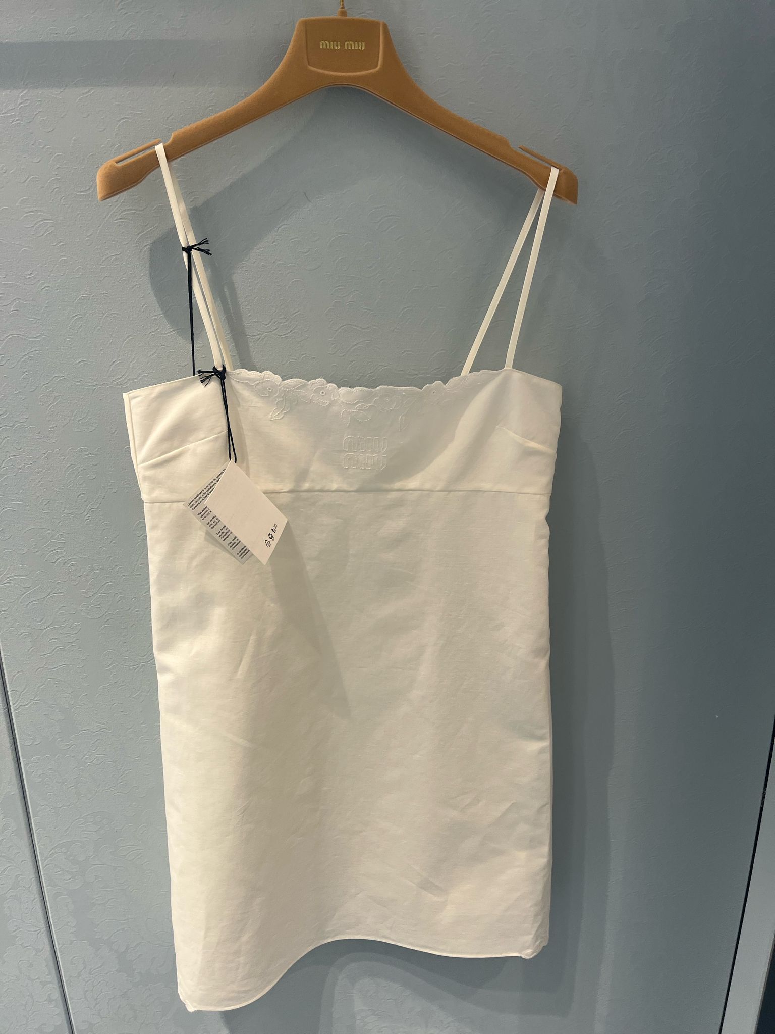 Miu Miu Embroidered Slubbed Canvas Mini-dress