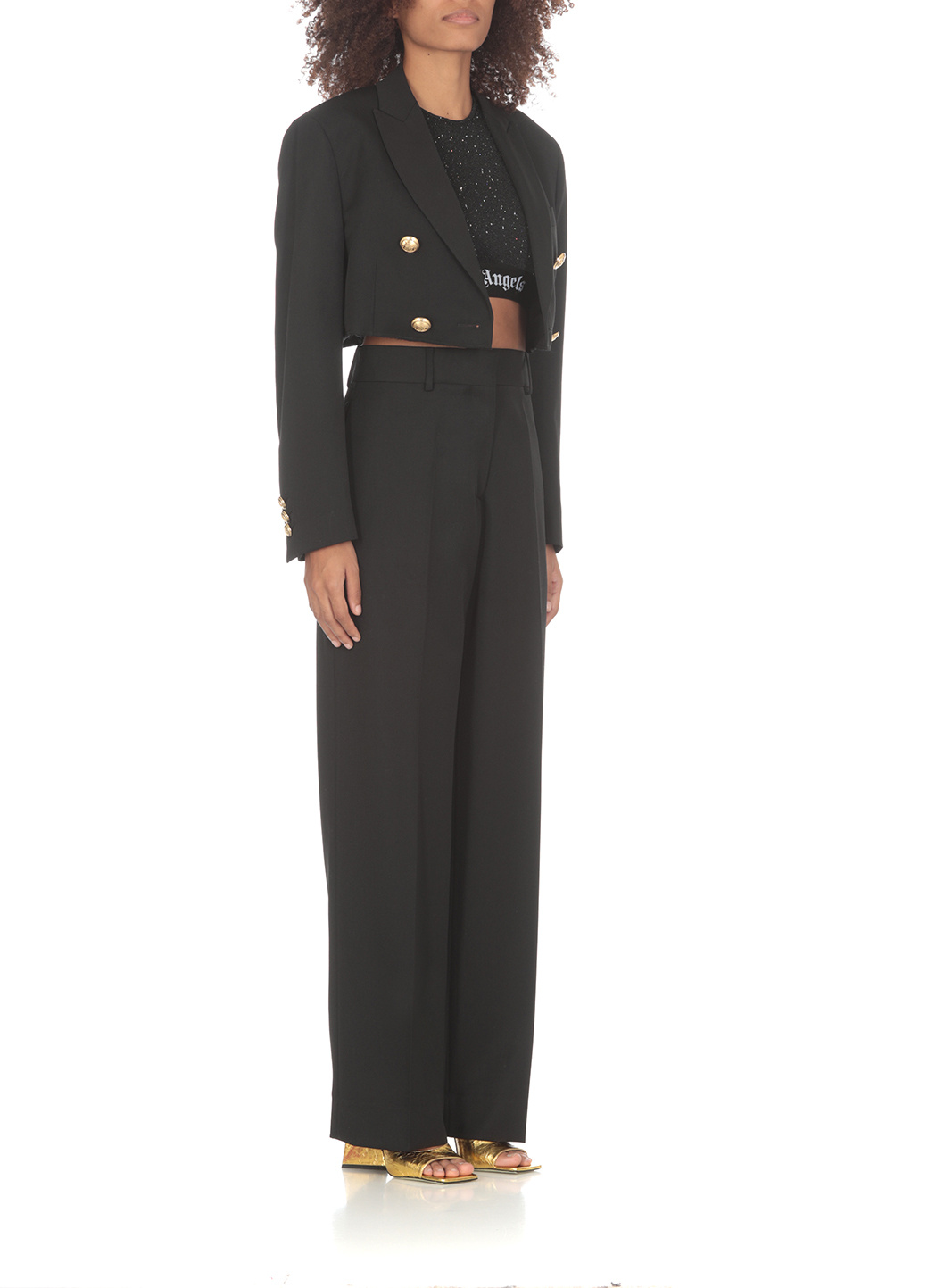 Palm Angels High-waist Straight-leg Trousers In Black