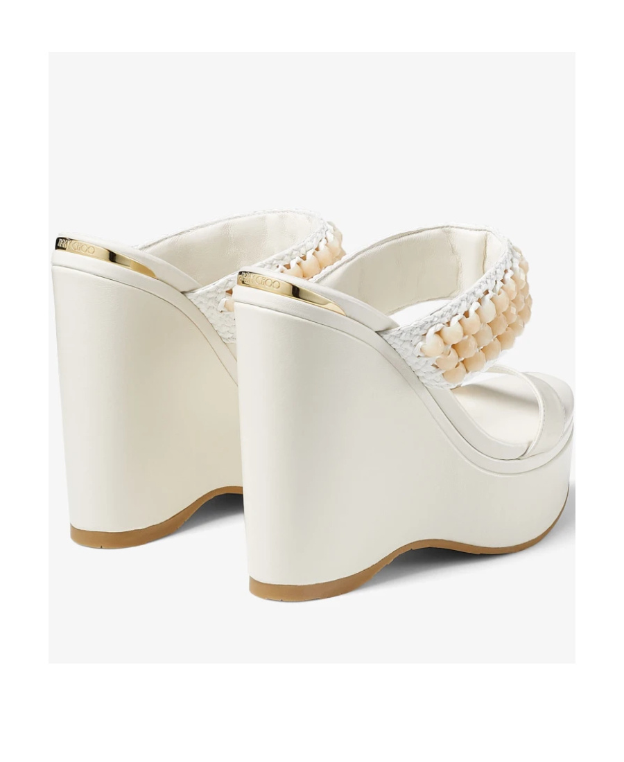 Jimmy Choo Logo Sloping Heels In White