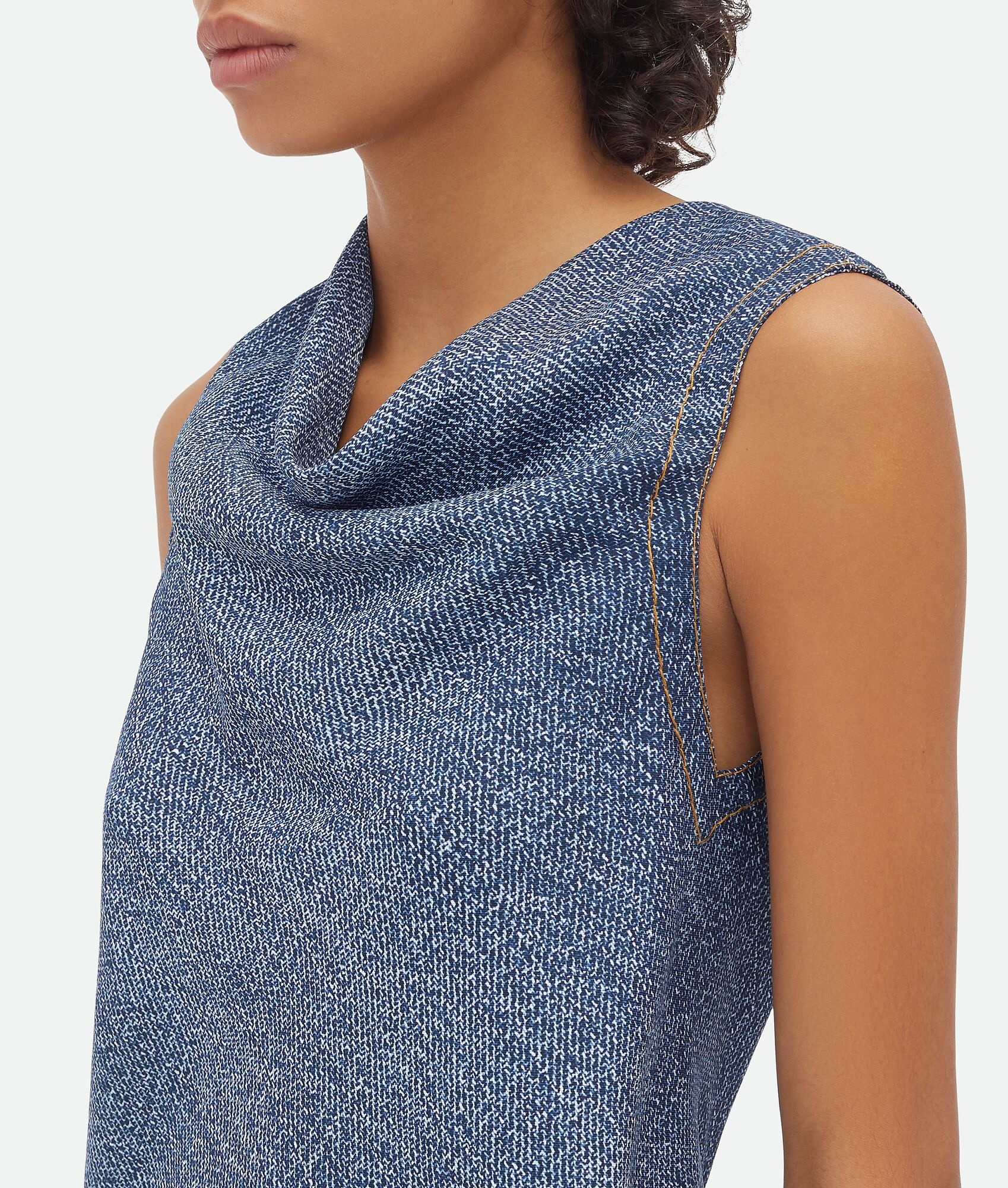 Bottega Veneta Printed Denim Viscose Dress In Gray