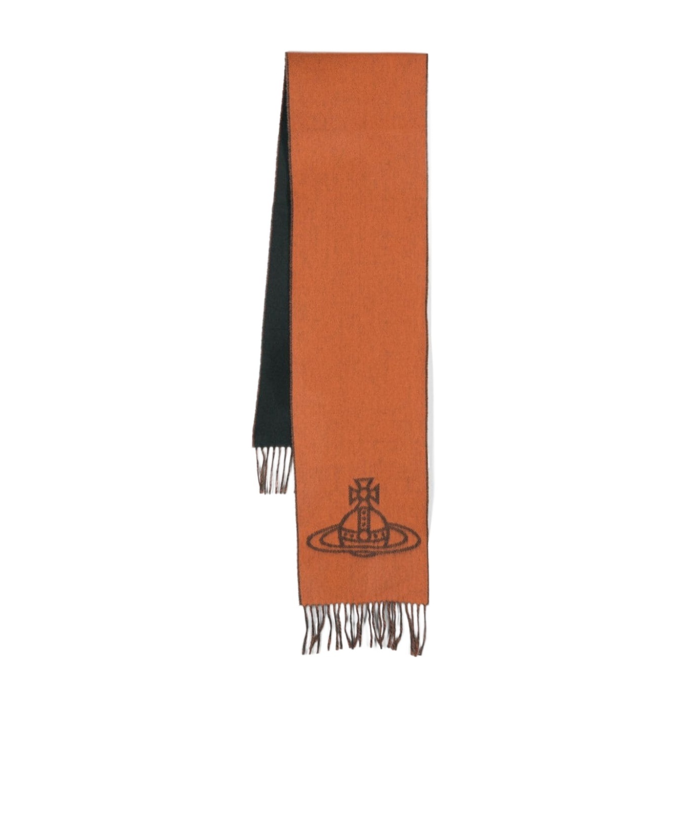 Vivienne Westwood Double Logo Wool Scarf In Orange