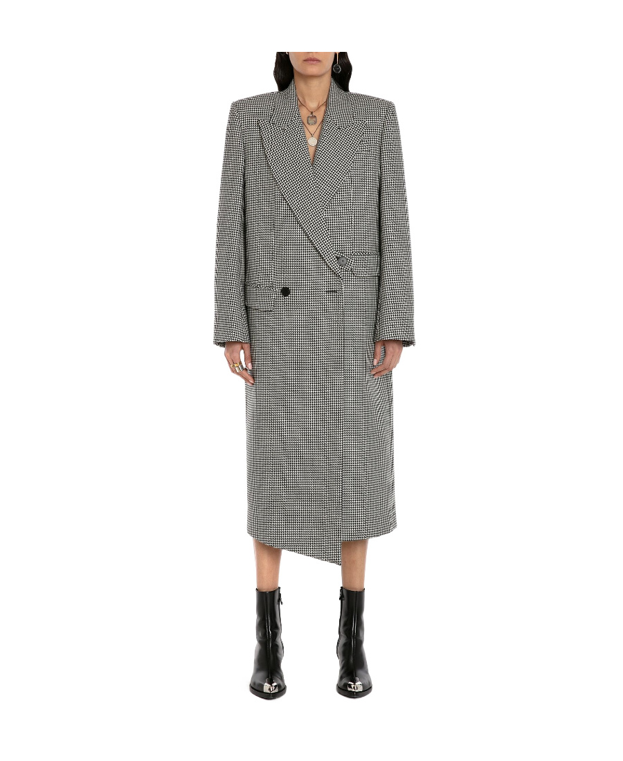 Alexander Mcqueen Houndstooth-pattern Peacoat In Gray
