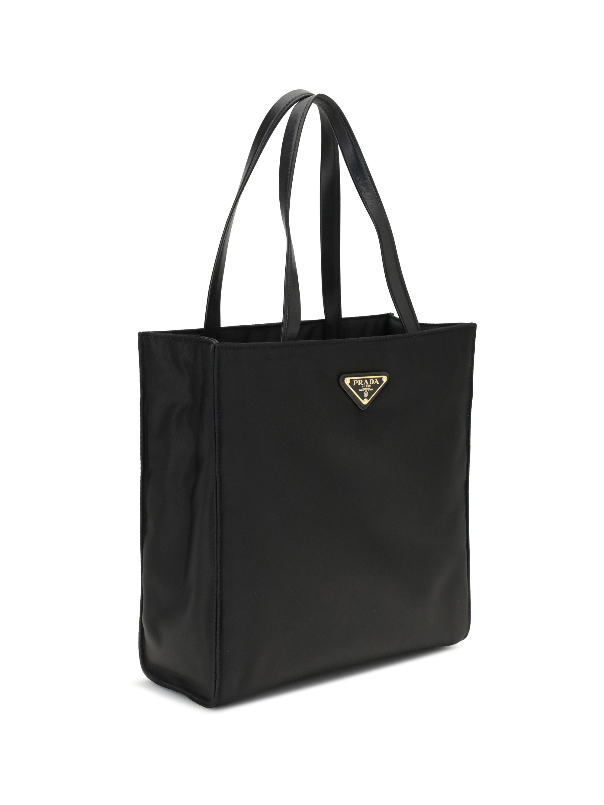 Prada Re-nylon Triangle-logo Tote Bag In Black