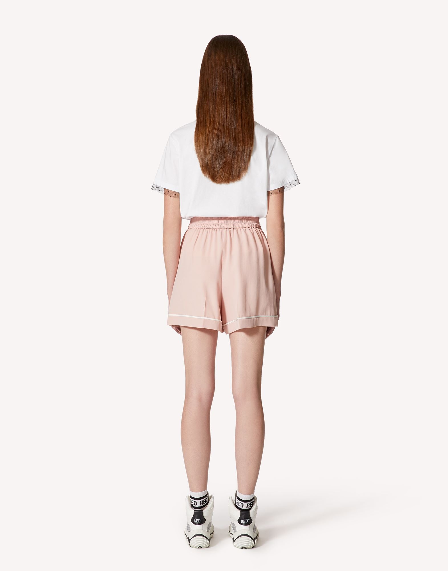 Shop Red Valentino Crepe Back Satin Shorts In Nude