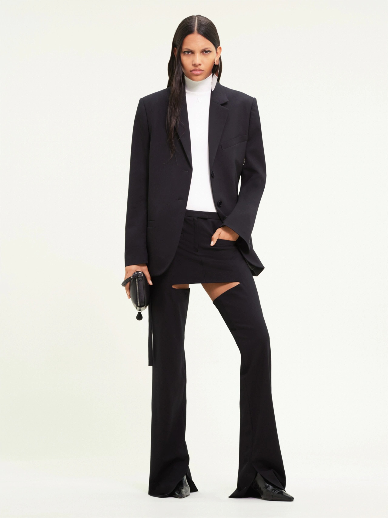 Courrèges Strap Single-breasted Blazer In Black