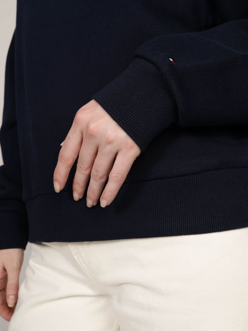 Tommy Hilfiger Long-sleeved Hooded Sweatshirt In Black