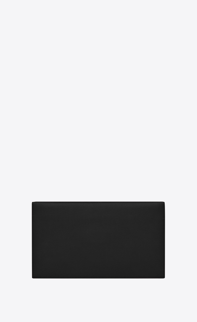 Saint Laurent Medium Monogram Plaque Pouch In Black
