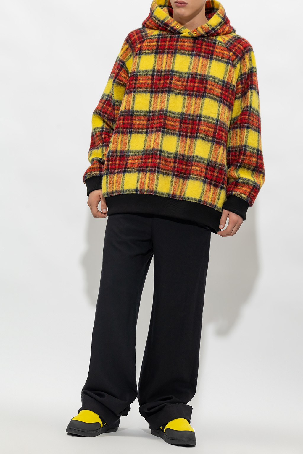Undercover Plaid-check Print Hoodie In Brown