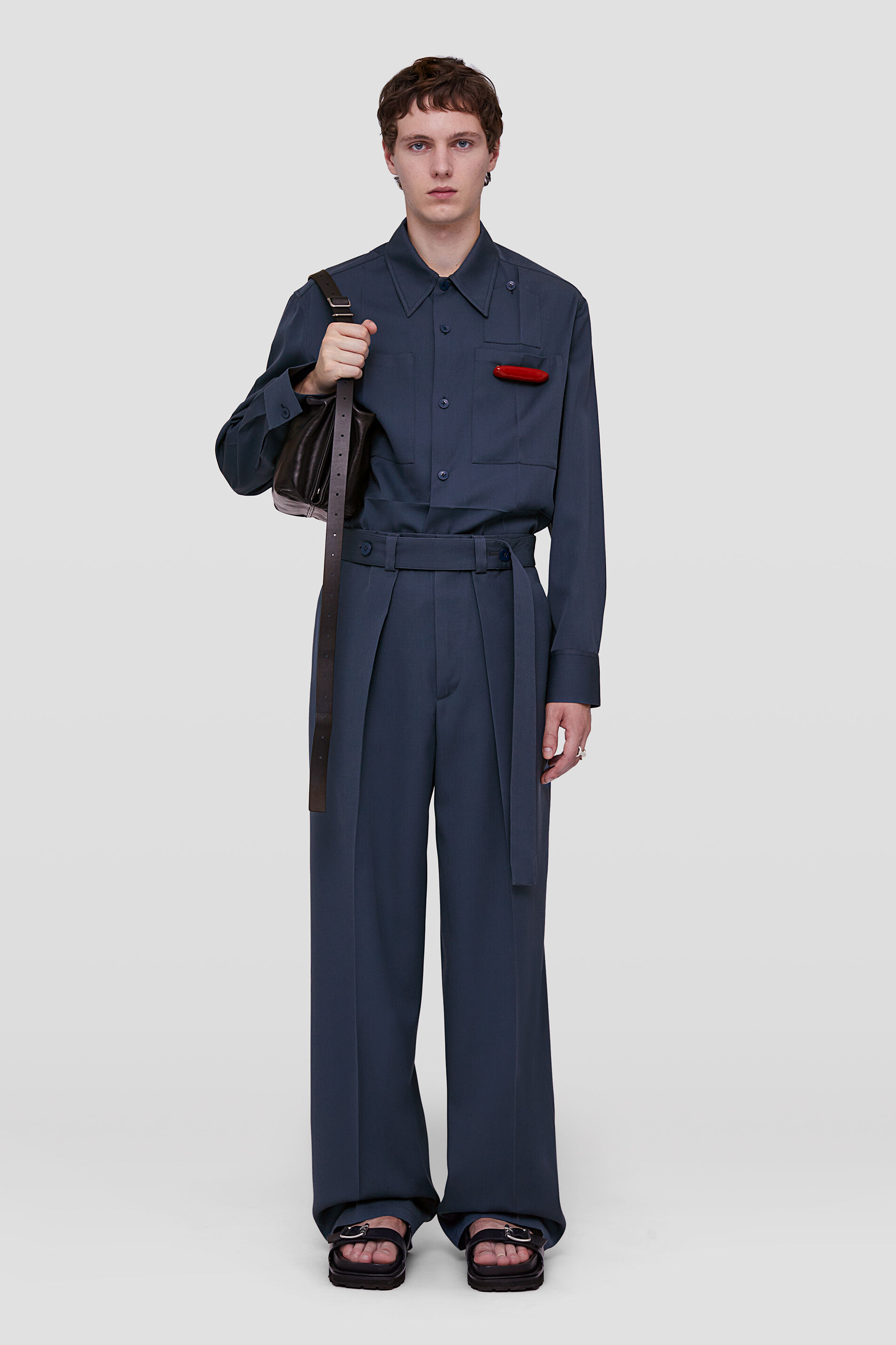 Jil Sander Oversized Wool-cotton Shirt In Black
