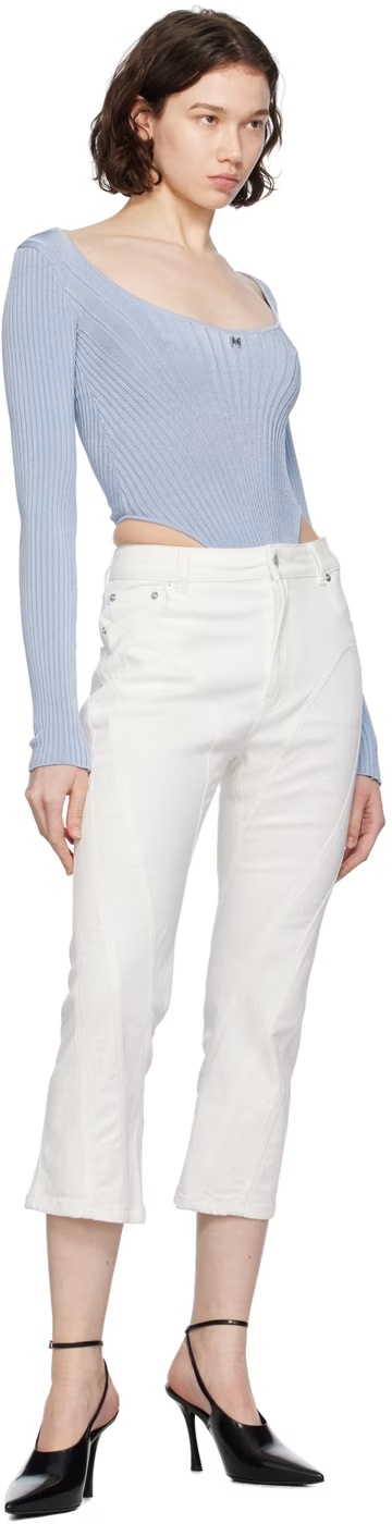 Mugler M-plaque Knitted Bodysuit In White