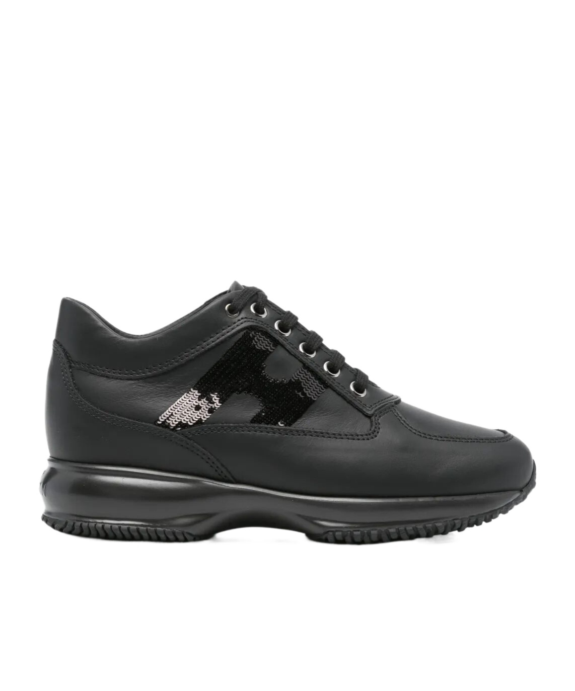 Hogan Black Suede And Patent Leather Interactive Sneakers In Black