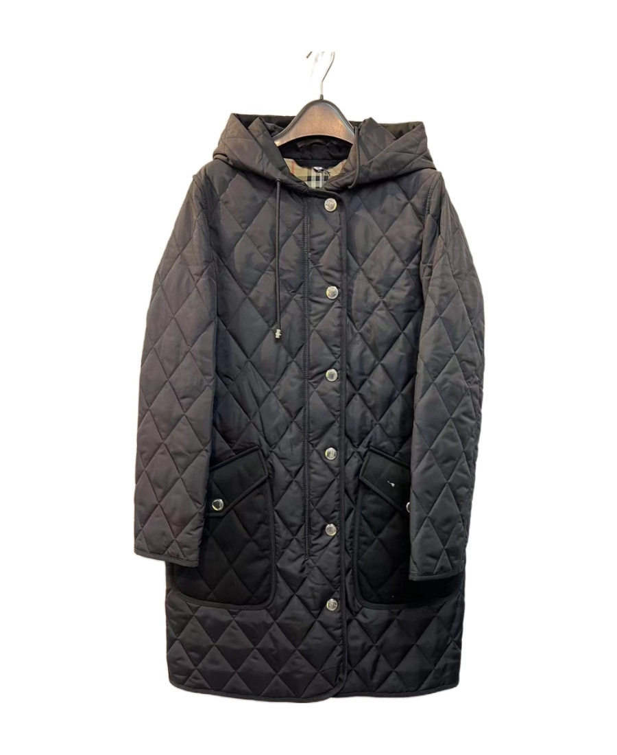 Burberry Roxby Diamond-quilted Mid-length Coat In Black