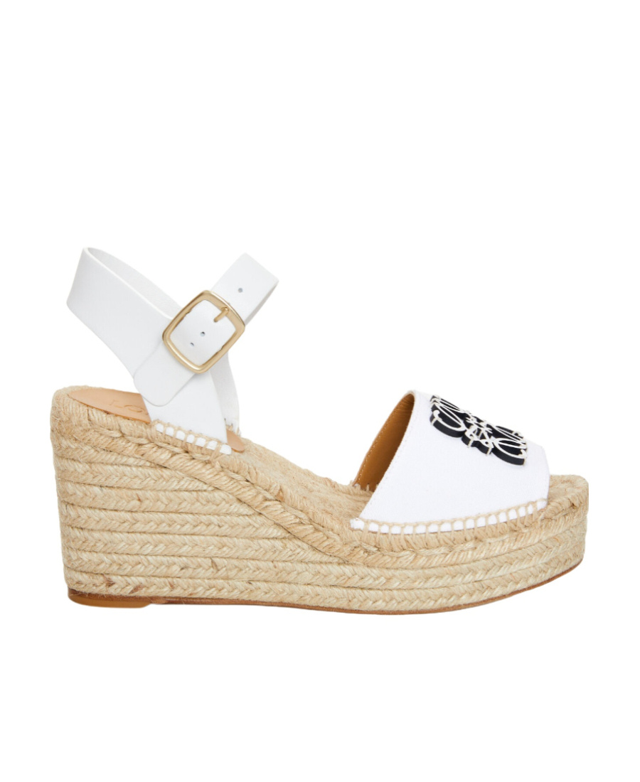 Loewe Anagram Logo Slope Heel Sandals In Nude