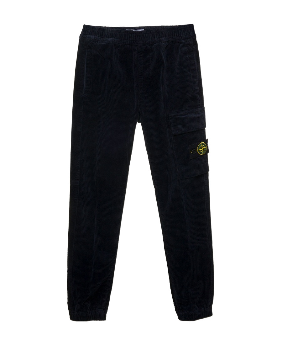 Stone Island Compass-badge Corduroy Trousers In Blue