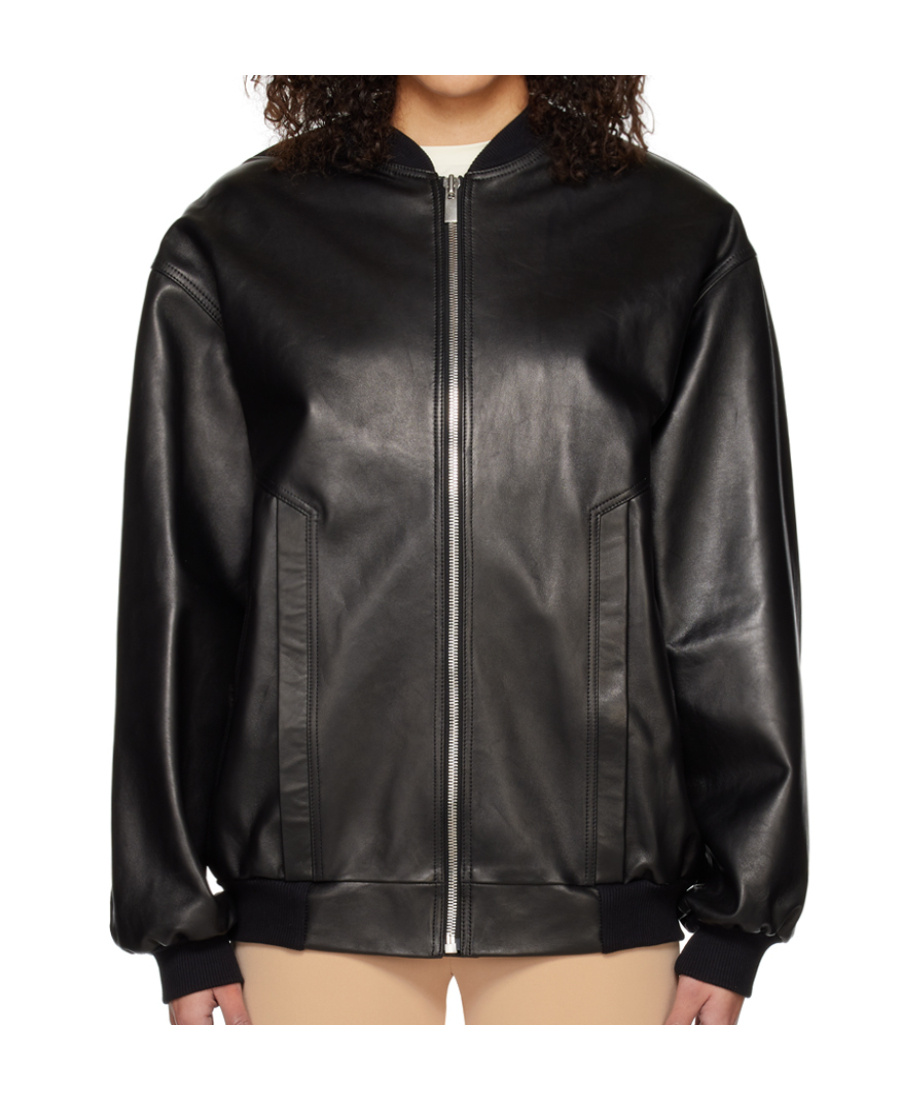 Magda Butrym Zip-up Sheepskin Bomber Jacket In Black