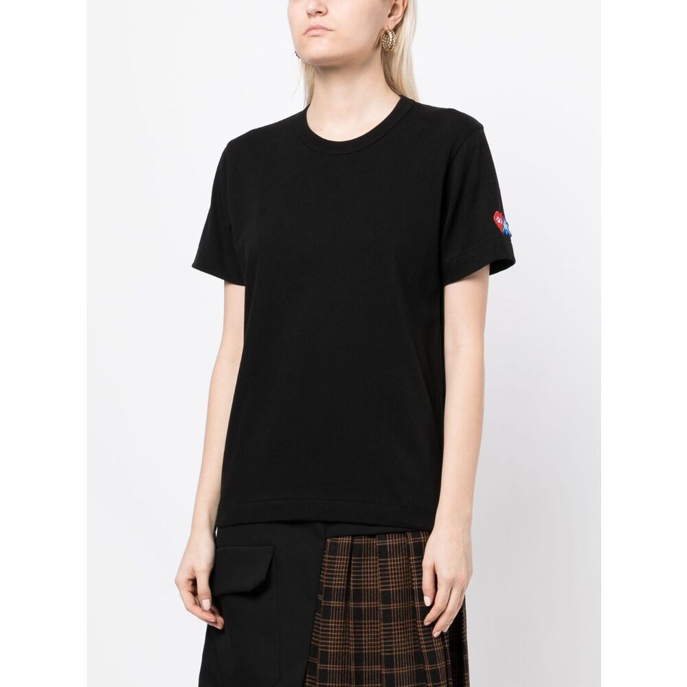 Comme Des Garçons Play Logo Detailed Crewneck T-shirt In Black