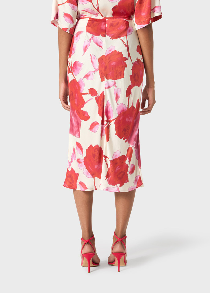 Blumarine Floral-print Midi Skirt In White