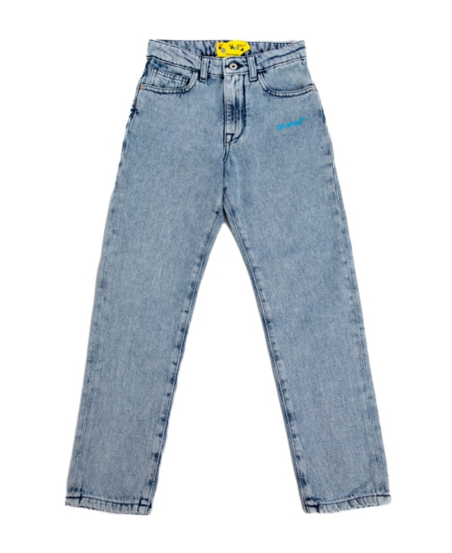 Off-white Diag-stripe Print Denim Jacket In Blue