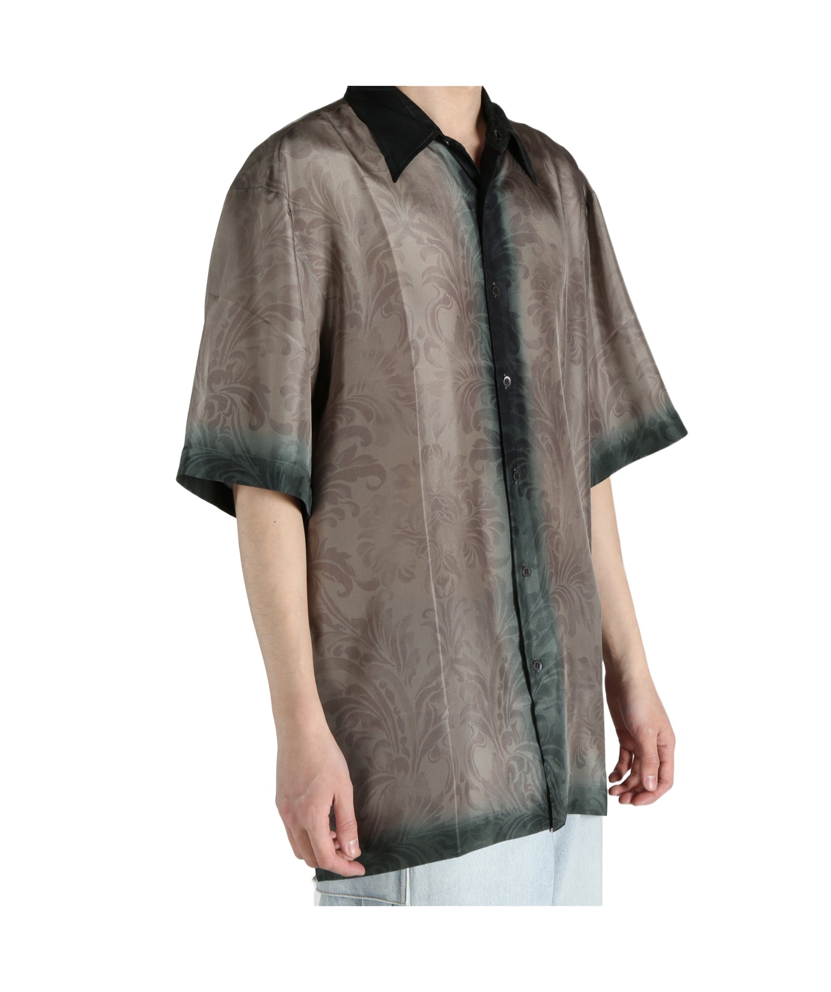 Dries Van Noten Cassidye Silk Shirt In Gray