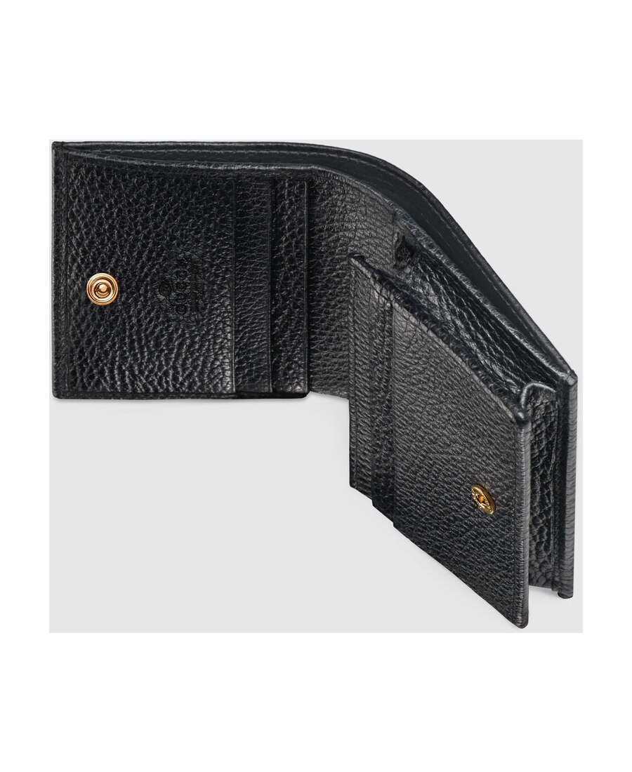 Gucci + Net Sustain Marmont Petite Textured-leather Wallet In Black