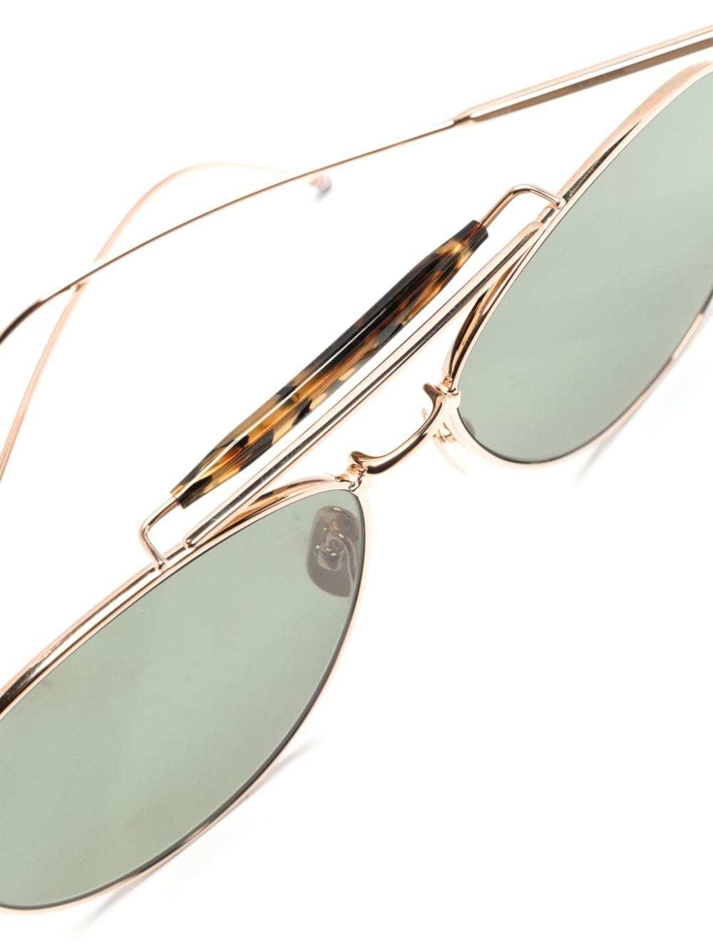 Thom Browne Tortoiseshell-detailed Pilot-frame Sunglasses In Green
