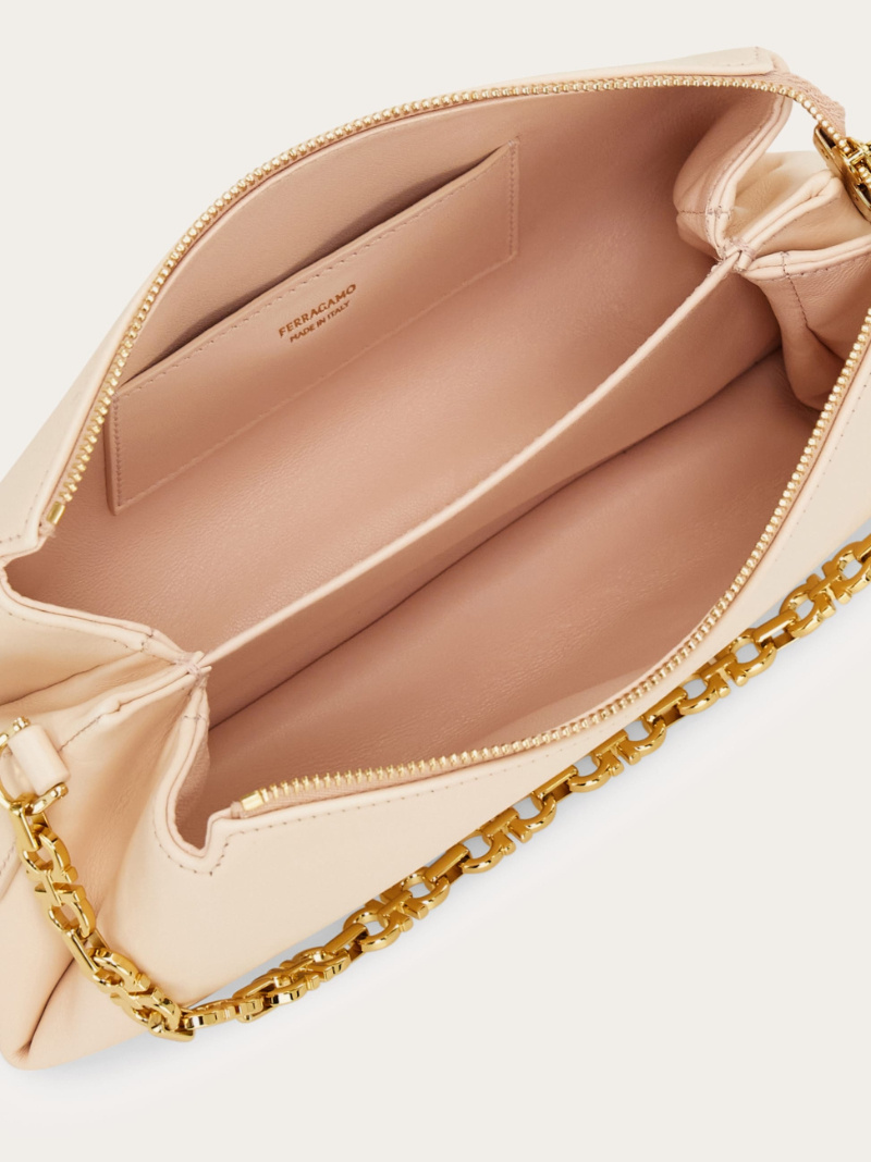 Ferragamo Embossed Logo Chain Strap Mini Bag In Pink