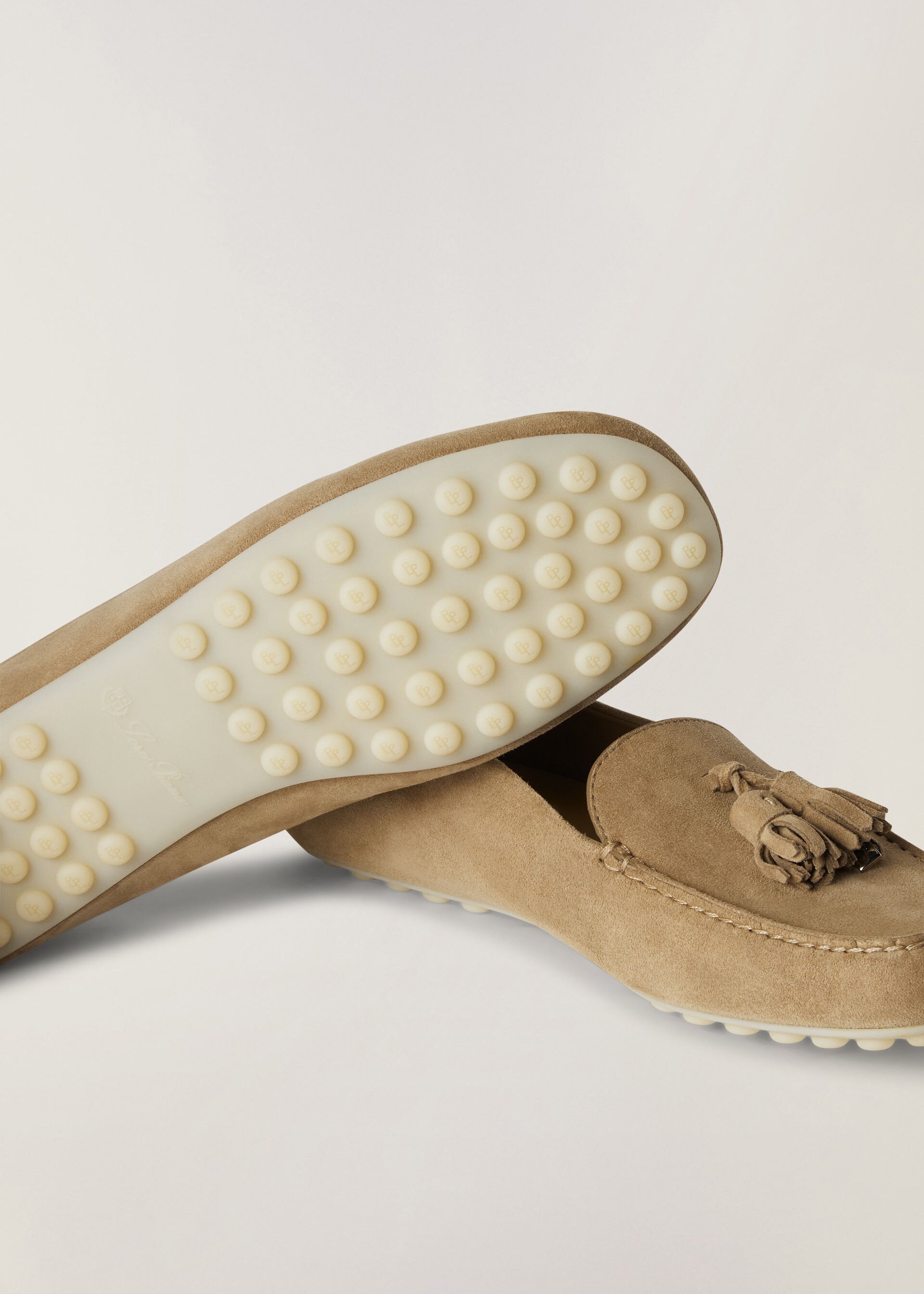 Loro Piana Dot Sole Walk Mokasin Shoes In Brown