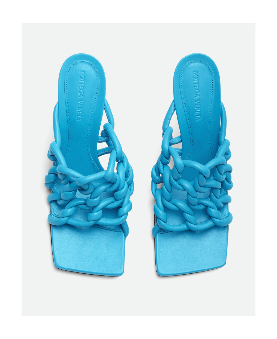 Bottega Veneta 100mm Twisted Interwoven Leather Sandals In Blue