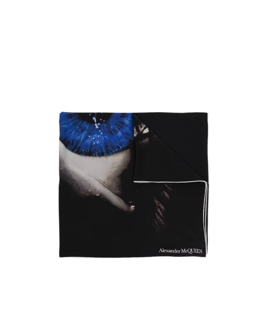 Alexander Mcqueen Eye-print Silk Scarf In Black