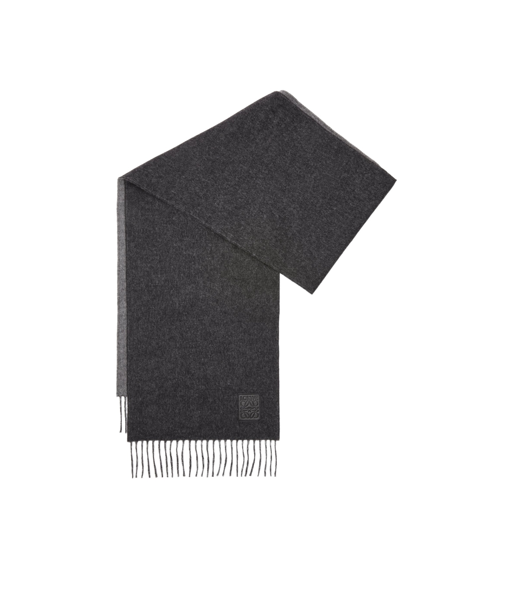 Loewe Womens Two-tone Anagram-embroidered Wool And Cashmere-blend Scarf In Black
