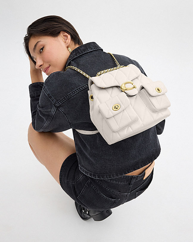 Coach Tabby Logo Backpack In White