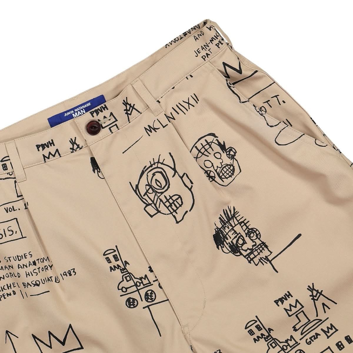 Junya Watanabe X Basquiat Printed Cotton Shorts In Brown