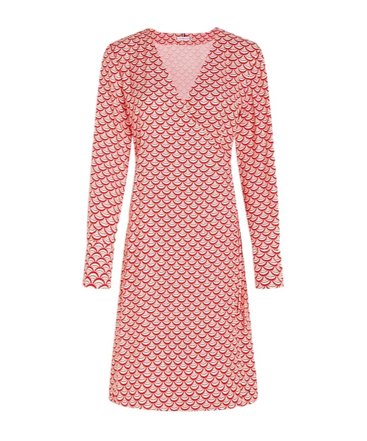 Tommy Hilfiger Long-sleeved V-neck Dress In Pink