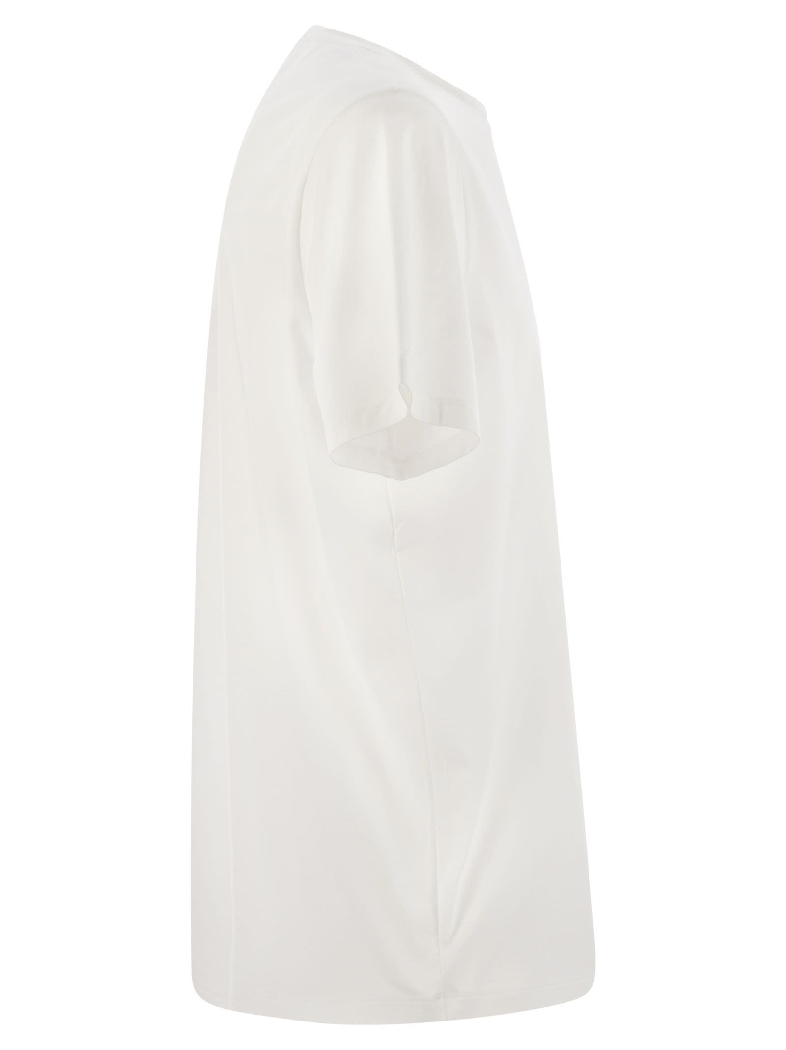 Herno Men Resort T-shirt In Cotton And Light Stretch Nylon In White